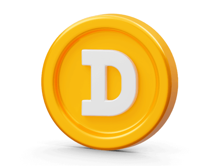DOGE cryptocurrency 3D illustration